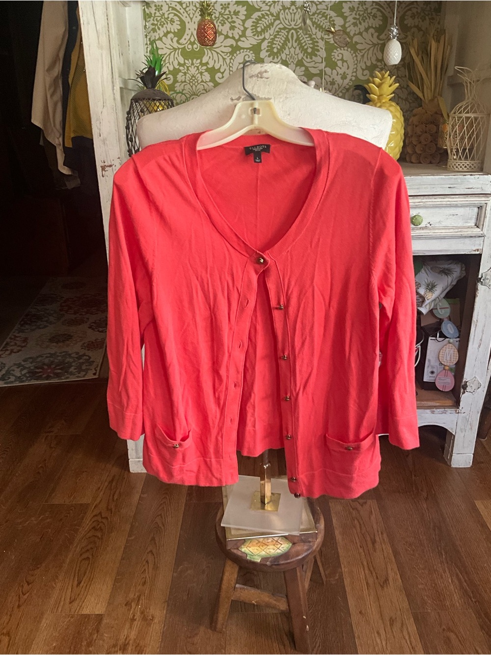 Talbots petite large button front sweater